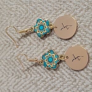 DMB TEAL MANDALA FIREDANCER EARRINGS